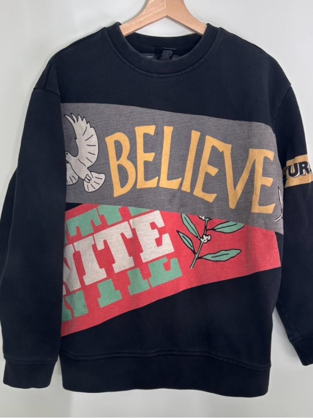 Marc Jacobs Believe Graphic Black Crewneck Sweater